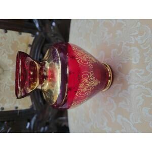 Murano Red and Gold Decorative Glass Vase